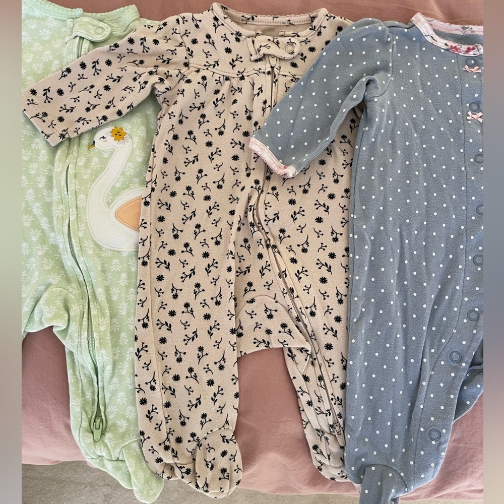 Baby girls Carters 3M one piece sleepers